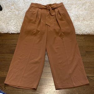 New York and Company High Waisted Wide Leg Cropped Dress Pants